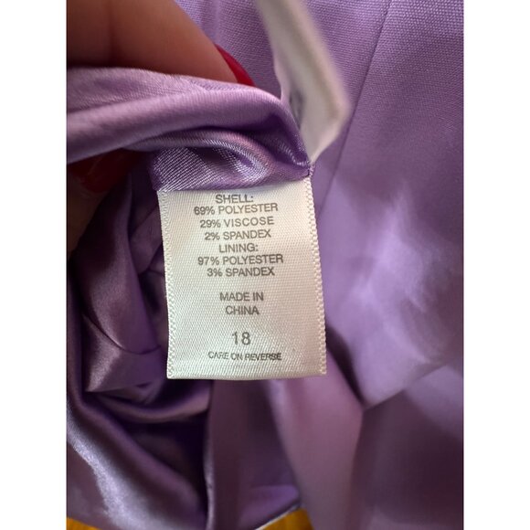 New York & Company V-Neck Stretch Dress Size 18 Purple & Black Slimming Illusion - Picture 7 of 9